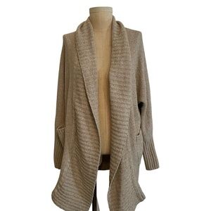 Cupcakes & Cashmere Cozy Shawl Collar Teddy Knit Cardigan Size Large Lounge Oat